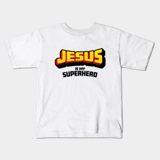 Christian Faith Gift - Jesus is my Superhero - Fun Comic Book Style Kids T-Shirt